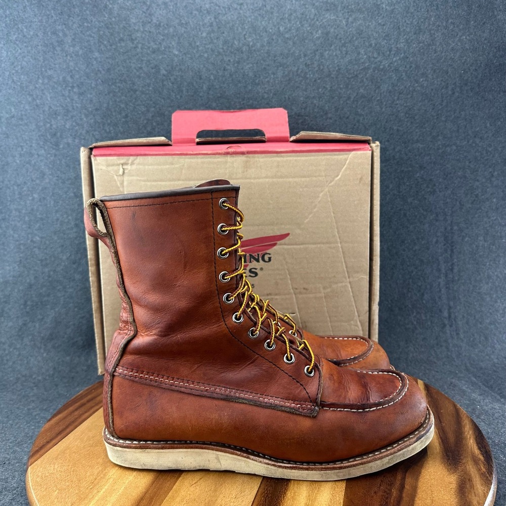 Red Wing 8 Inch Moc Toe Boot # 877 Oro Legacy Leather Men Regular Width Sz 10.5D